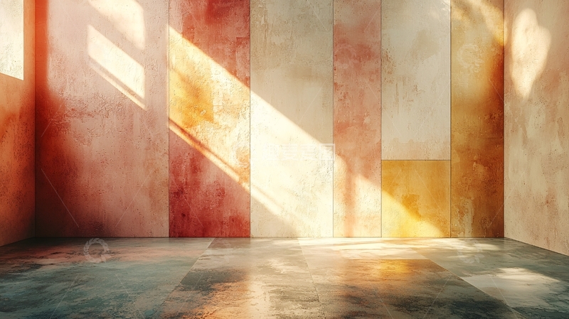 高清大图下载【趣麦麦图】阳光洒落的彩色墙面