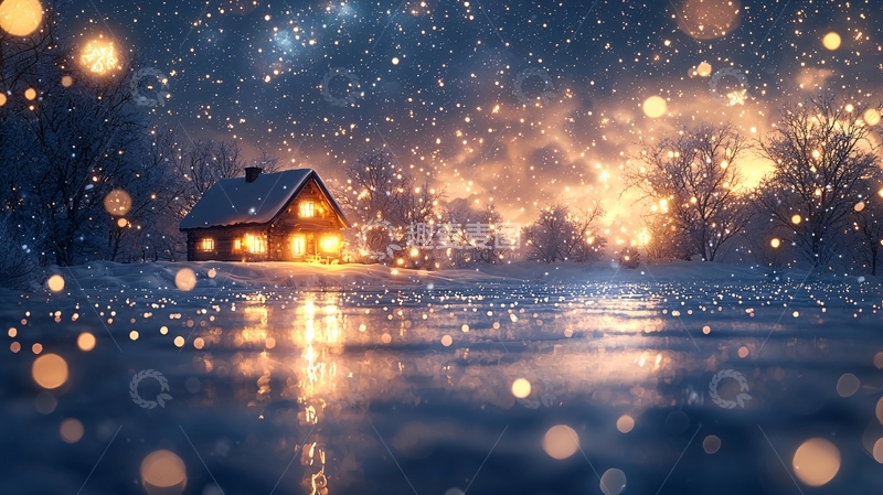 高清大图下载【趣麦麦图】冬夜小屋