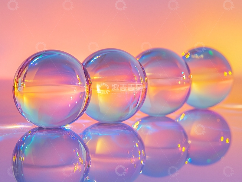 高清大图下载【趣麦麦图】彩色光晕透明圆球