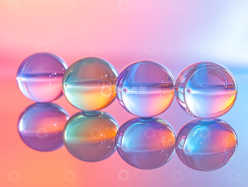 高清大图下载【趣麦麦图】彩色光影透明圆球