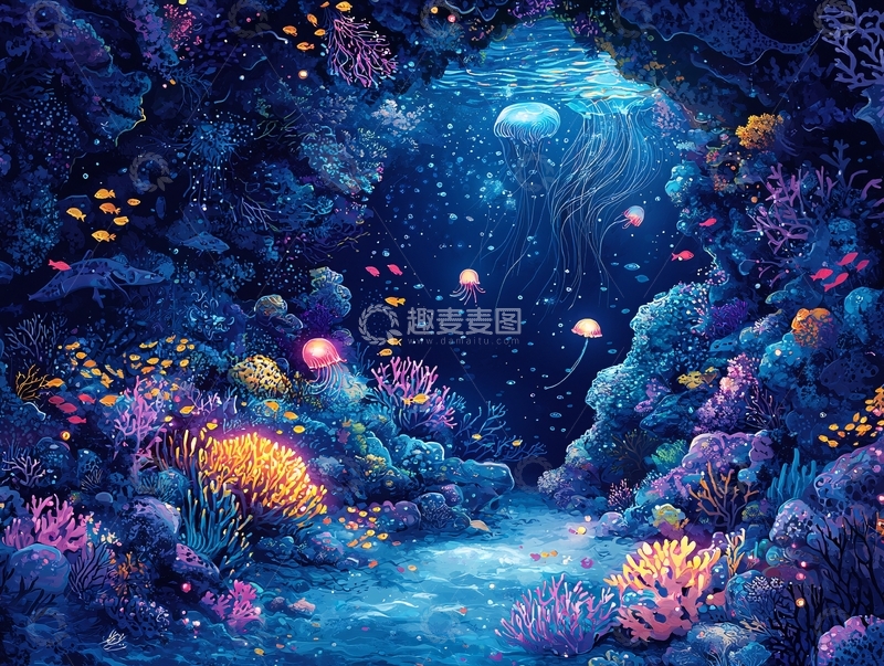 高清大图下载【趣麦麦图】梦幻深海珊瑚礁