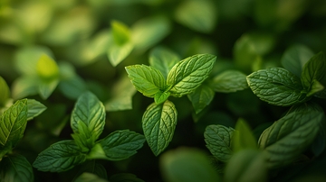 绿油油的薄荷叶特写