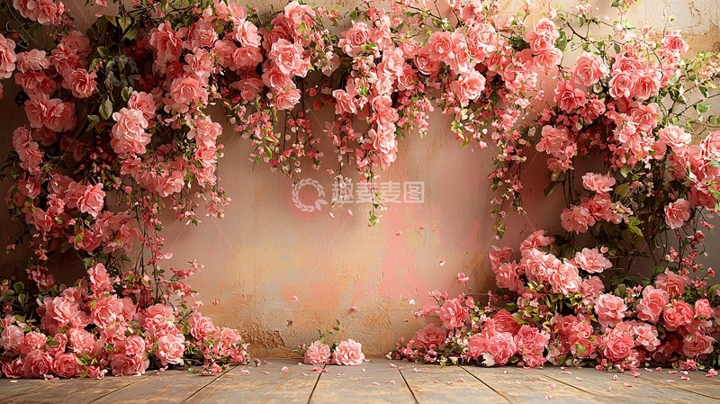 高清大图下载【趣麦麦图】粉色玫瑰花墙背景