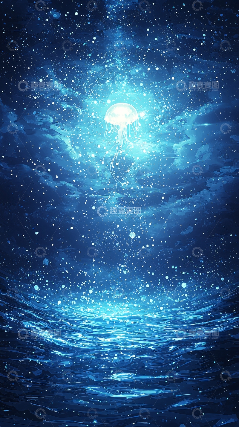 高清大图下载【趣麦麦图】夜空下的水母状光芒