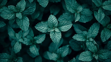 深绿色薄荷叶背景图