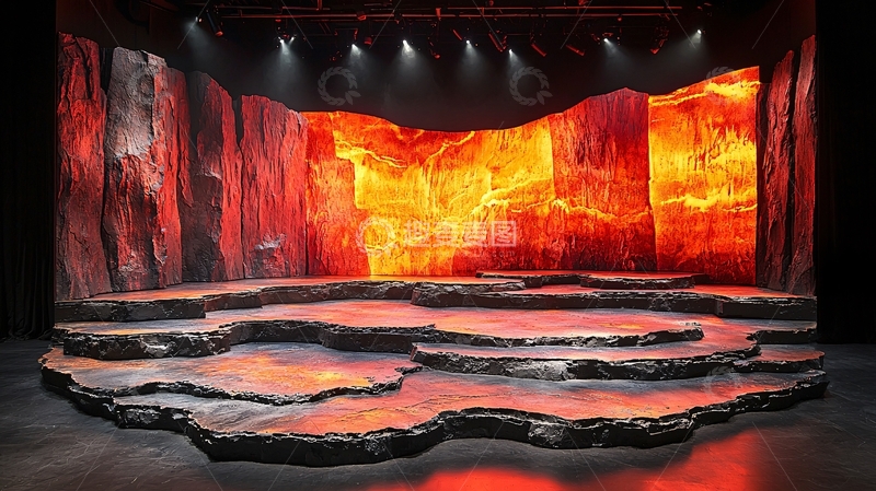 高清大图下载【趣麦麦图】熔岩背景的舞台场景