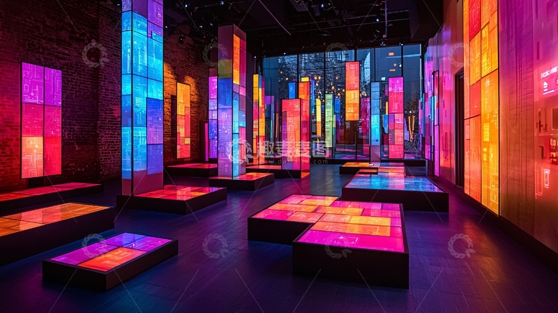 高清大图下载【趣麦麦图】绚丽多彩的灯光艺术装置
