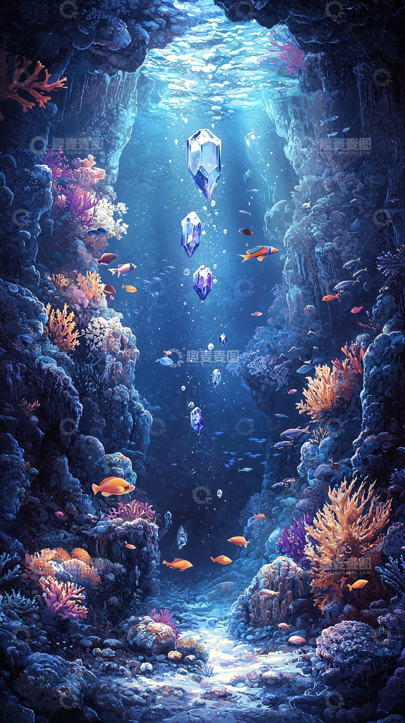 高清大图下载【趣麦麦图】海底水晶洞穴
