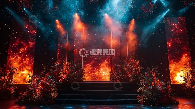高清大图下载【趣麦麦图】火焰舞台背景