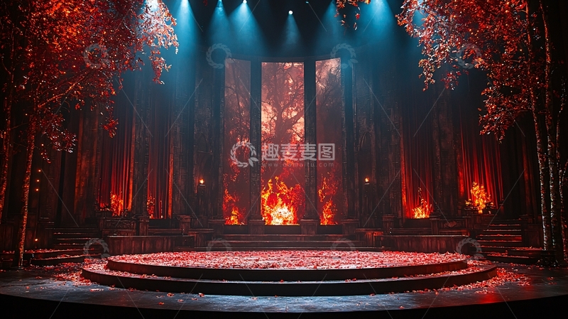 高清大图下载【趣麦麦图】暗红森林舞台背景