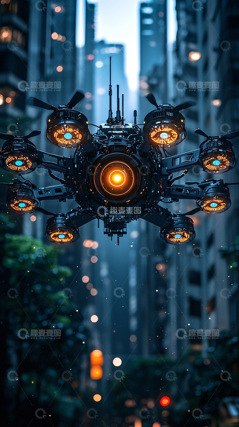 高清大图下载【趣麦麦图】未来都市飞行器