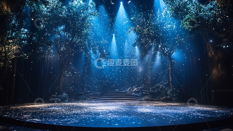 高清大图下载【趣麦麦图】梦幻蓝色森林舞台