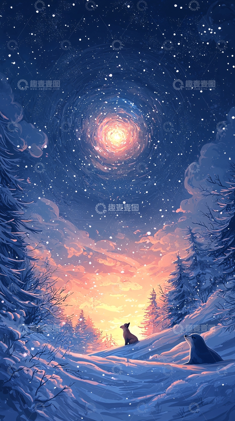 高清大图下载【趣麦麦图】梦幻冬季雪景