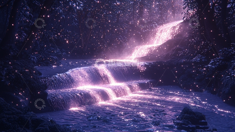 高清大图下载【趣麦麦图】梦幻紫色瀑布