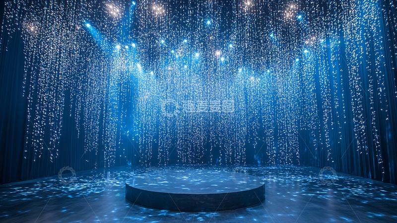 高清大图下载【趣麦麦图】蓝色光线雨幕