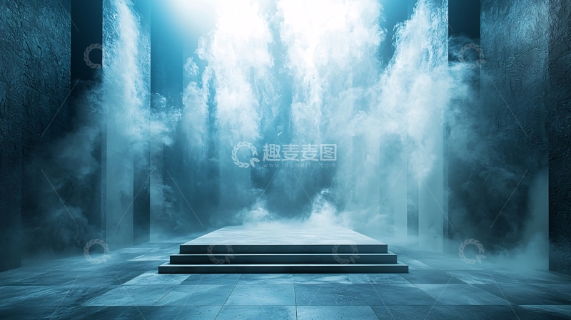 高清大图下载【趣麦麦图】蓝色烟雾舞台