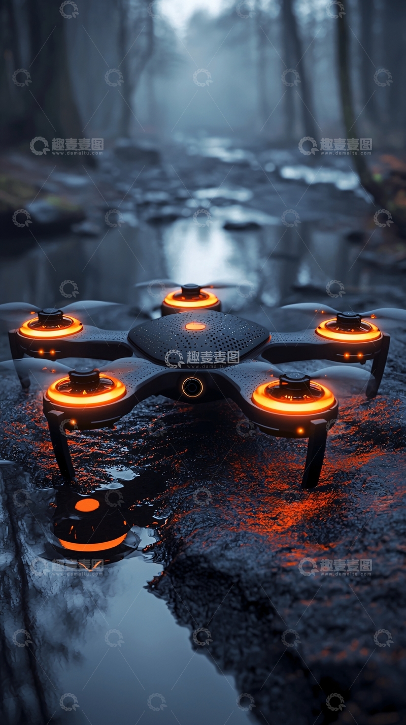 高清大图下载【趣麦麦图】雾气森林河流无人机