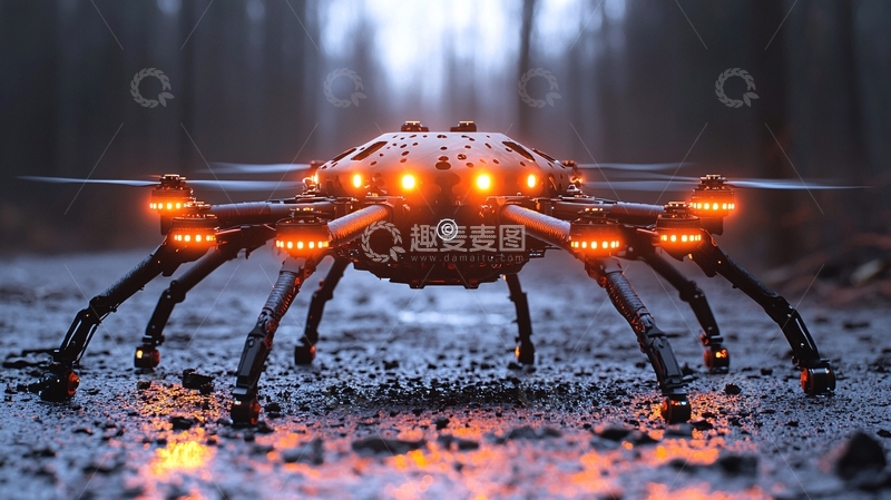 高清大图下载【趣麦麦图】未来科技感蜘蛛无人机