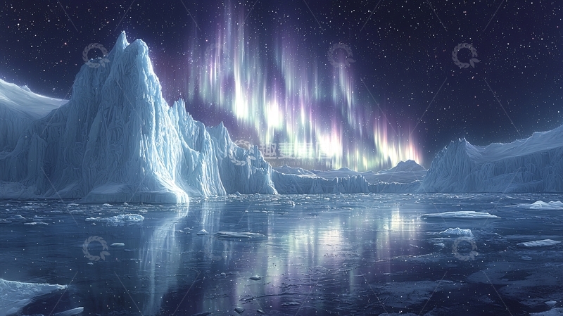 高清大图下载【趣麦麦图】极光冰川极地景色