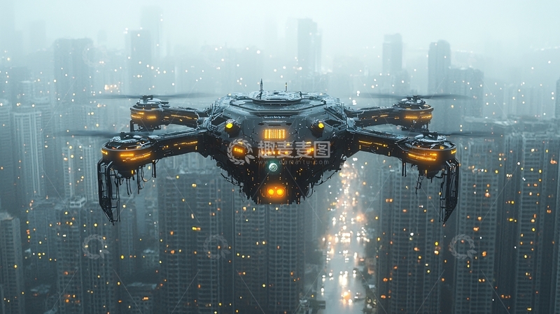 高清大图下载【趣麦麦图】未来城市上空飞行器