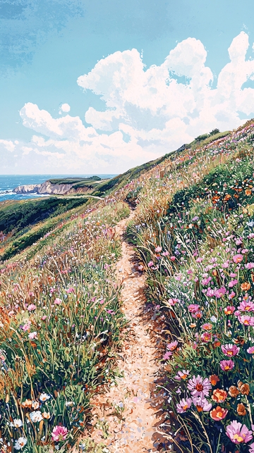 山间小路鲜花盛开