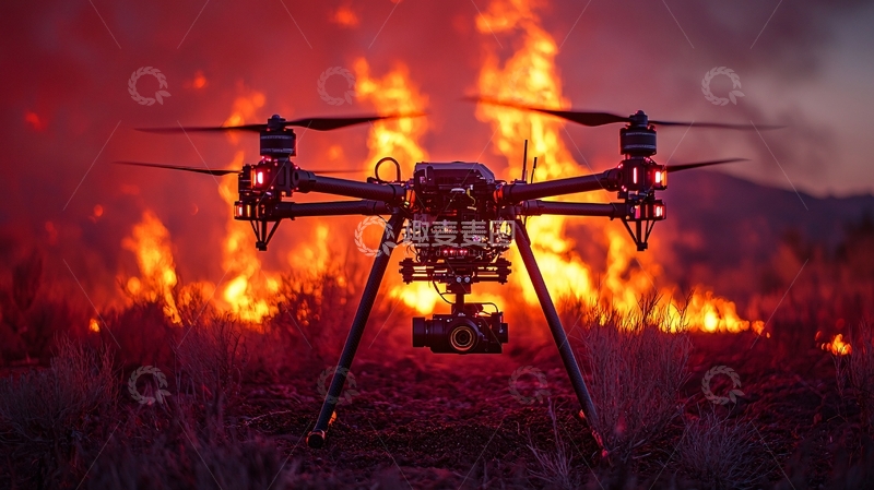 高清大图下载【趣麦麦图】火焰中无人机