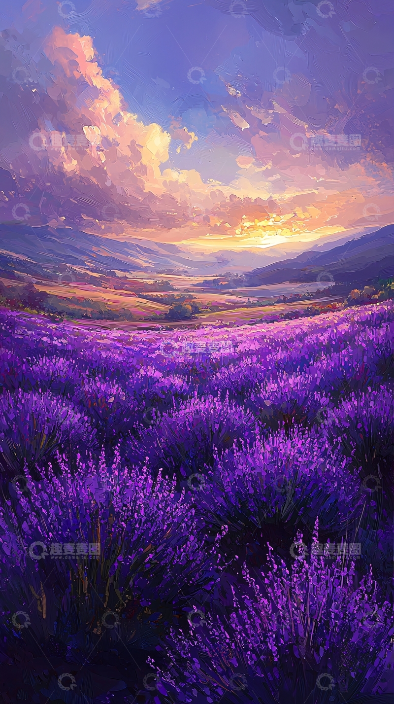 高清大图下载【趣麦麦图】紫色薰衣草田