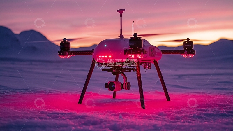 高清大图下载【趣麦麦图】极地无人机夜间作业