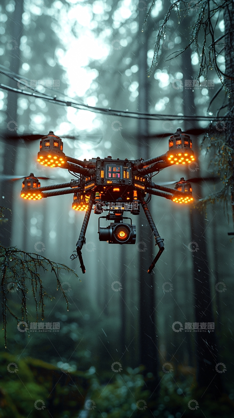 高清大图下载【趣麦麦图】森林深处无人机