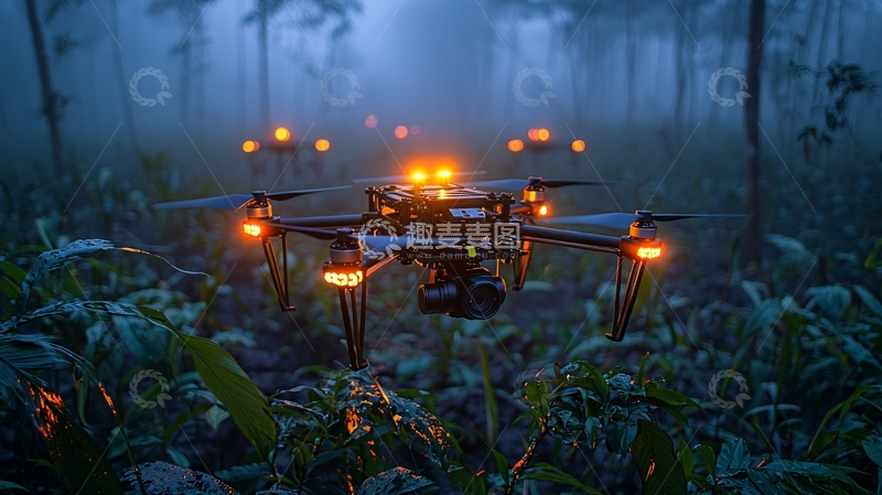 高清大图下载【趣麦麦图】雾中森林无人机