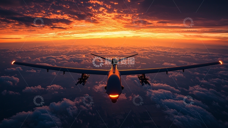 高清大图下载【趣麦麦图】日落余晖下的无人机