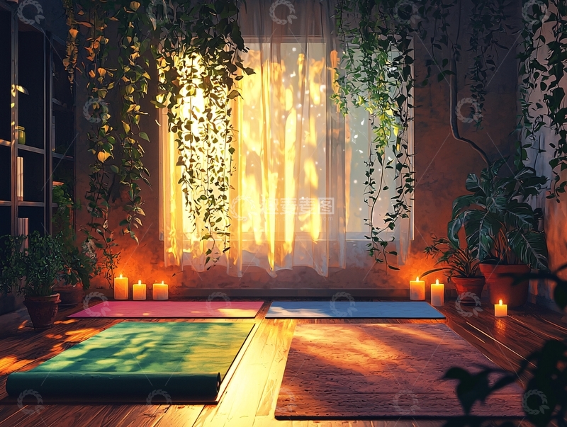 高清大图下载【趣麦麦图】温馨舒适的瑜伽室
