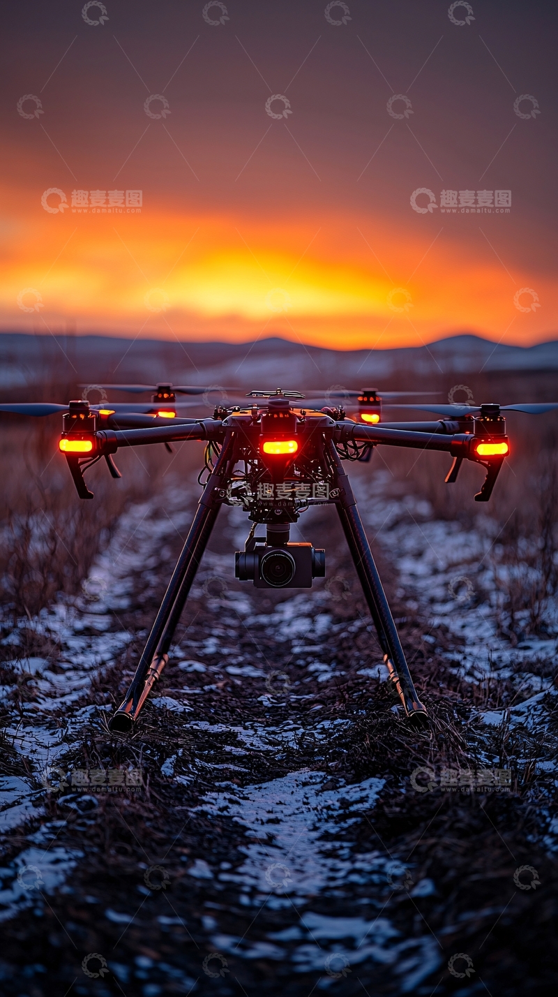 高清大图下载【趣麦麦图】无人机日落田野
