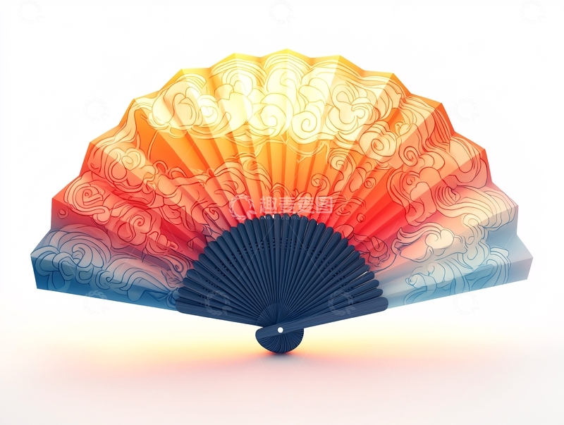 高清大图下载【趣麦麦图】渐变色彩的中国风折扇