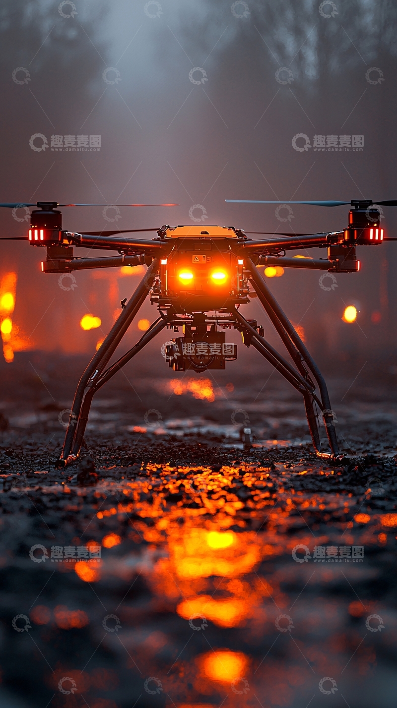高清大图下载【趣麦麦图】夜间无人机作业