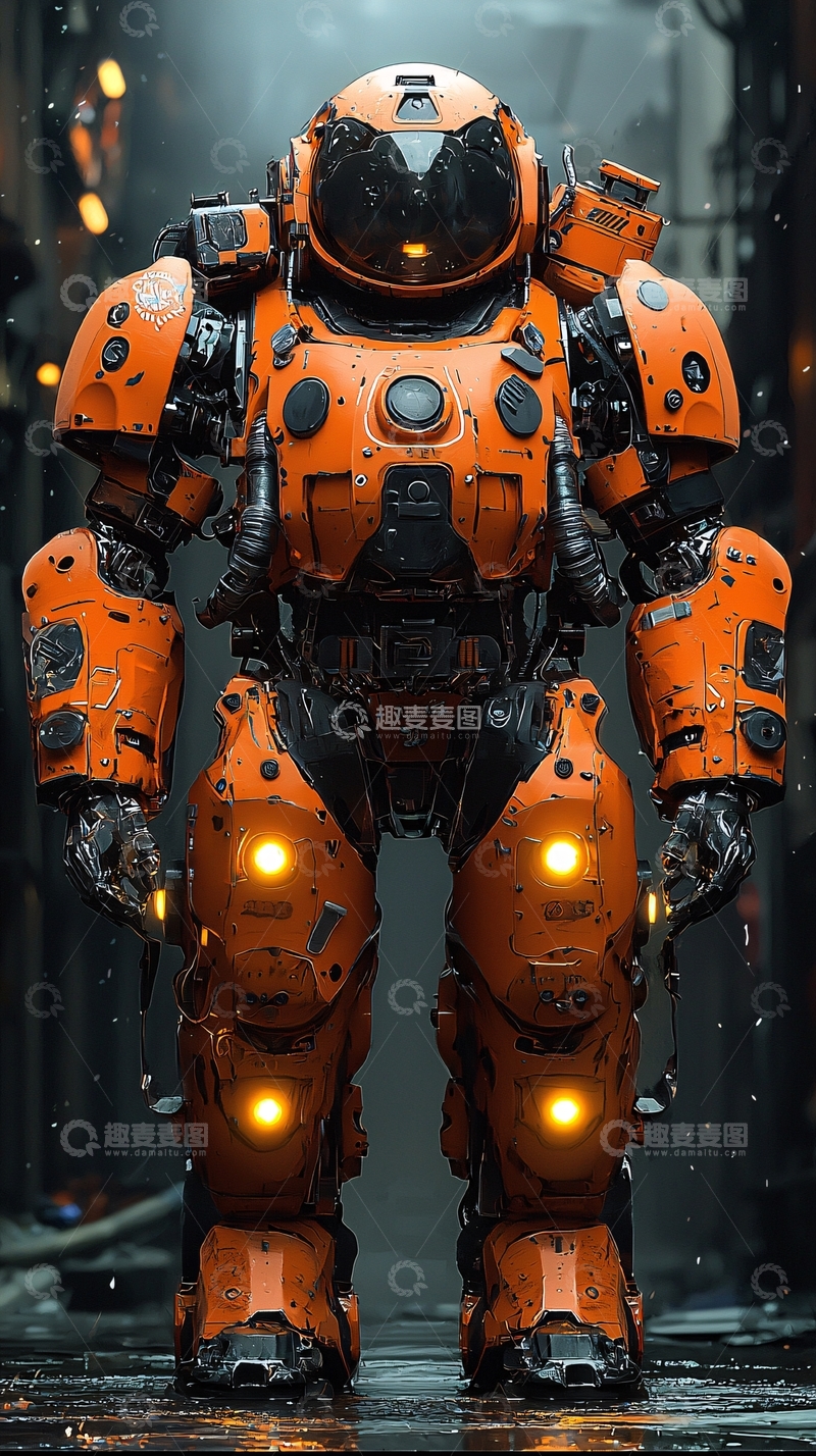 高清大图下载【趣麦麦图】橙色动力装甲