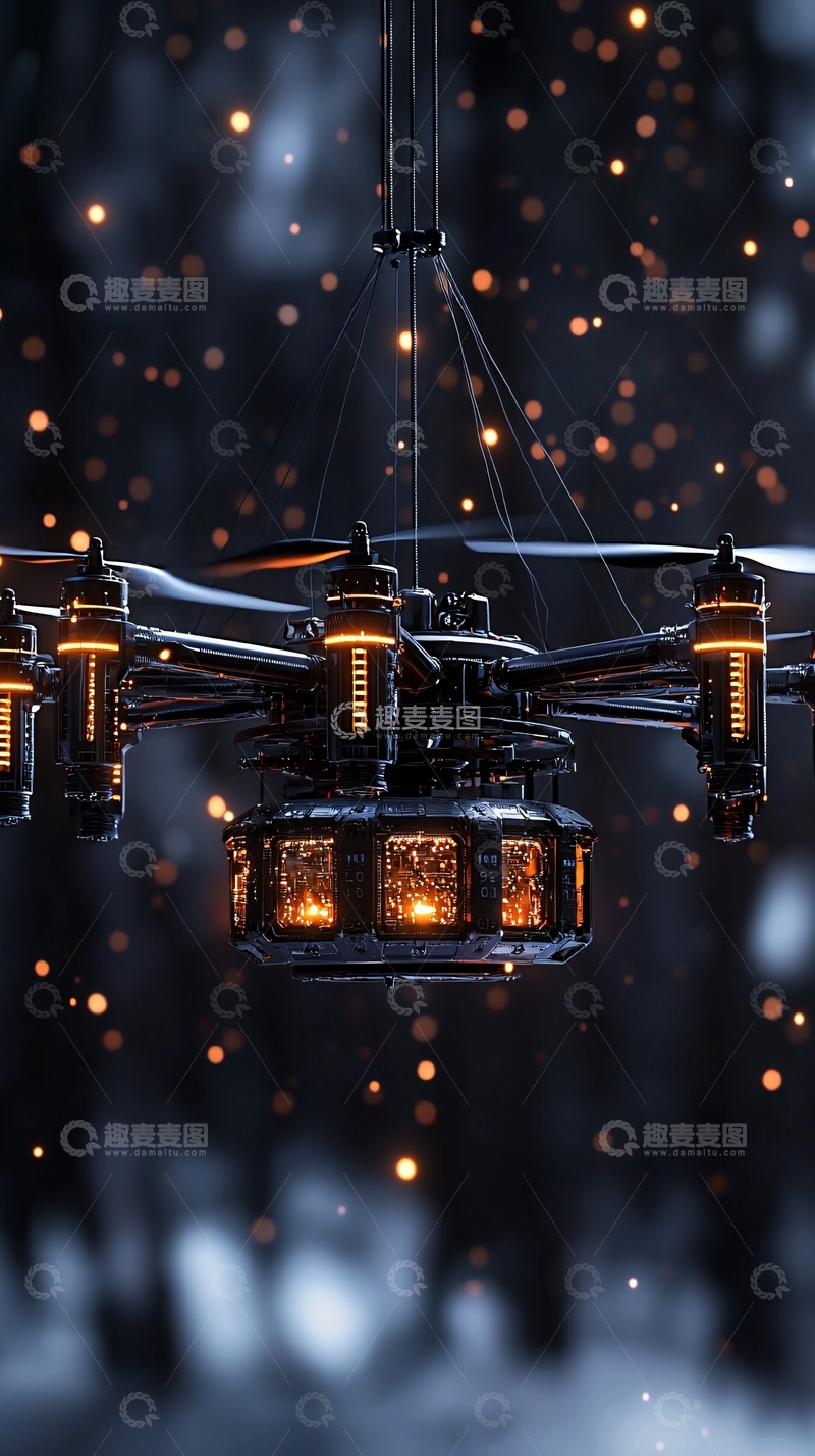 高清大图下载【趣麦麦图】悬挂式科幻无人机