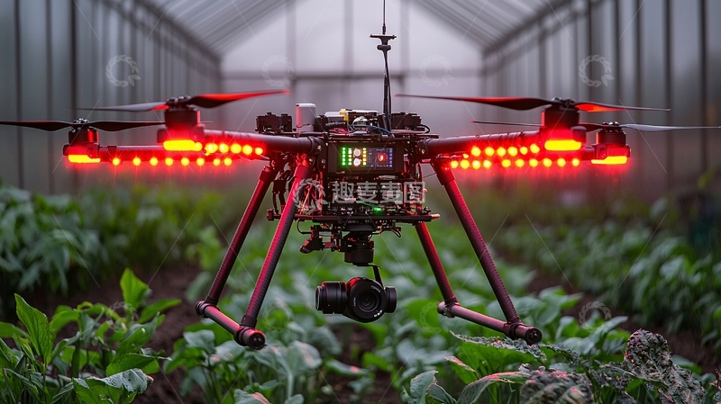 高清大图下载【趣麦麦图】红色农业无人机
