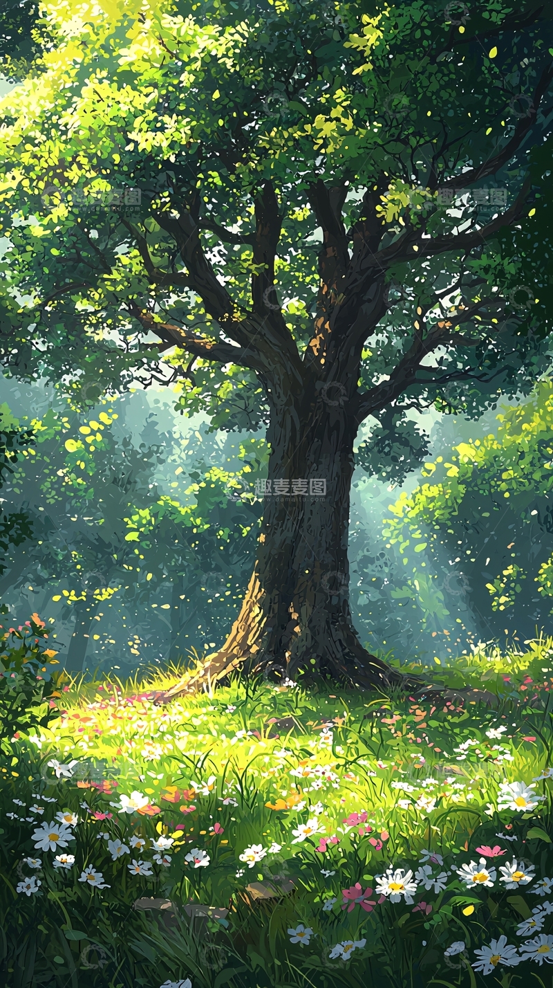 高清大图下载【趣麦麦图】阳光穿透树木的森林