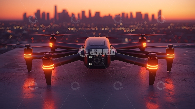 高清大图下载【趣麦麦图】无人机夜景城市