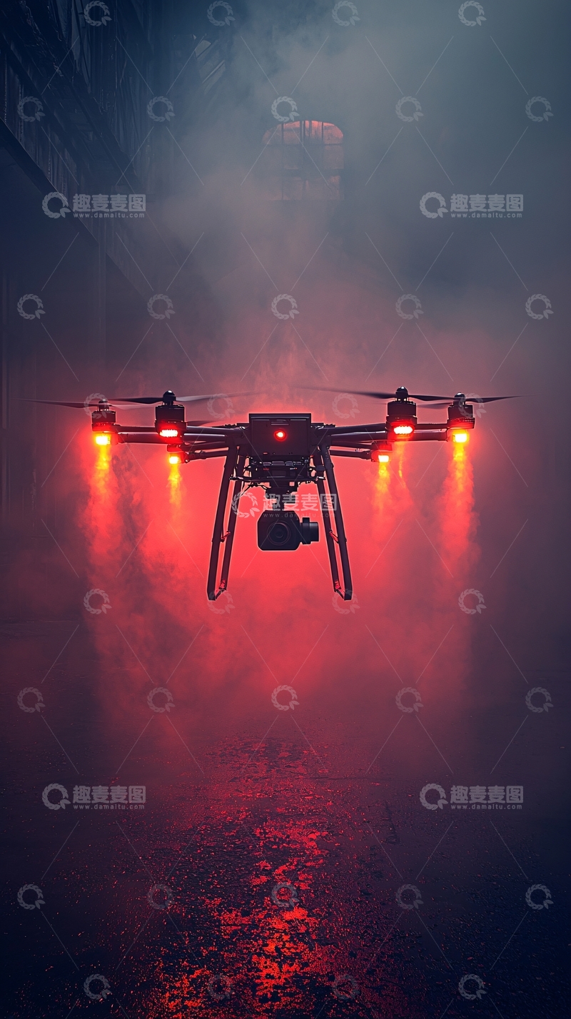 高清大图下载【趣麦麦图】黑暗中航行的无人机