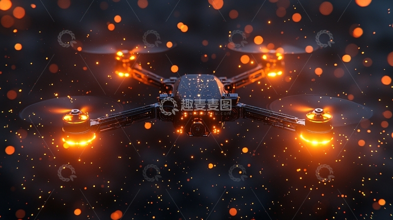 高清大图下载【趣麦麦图】火焰中燃烧的无人机