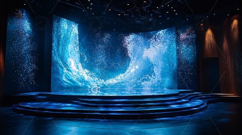 蓝色水流舞台背景