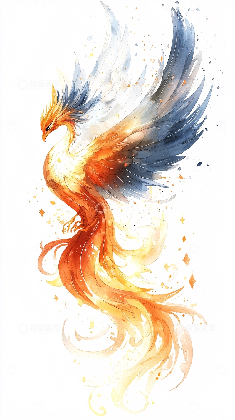 高清大图下载【趣麦麦图】水彩凤凰