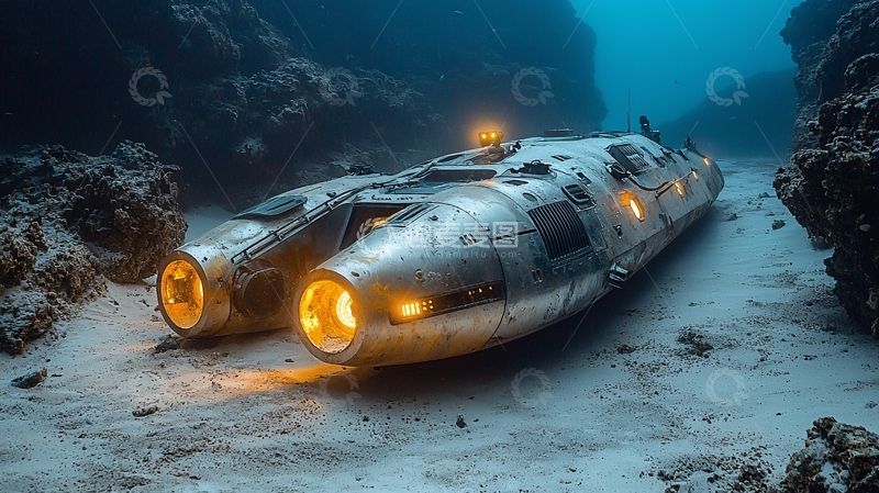高清大图下载【趣麦麦图】深海探测器沉船残骸