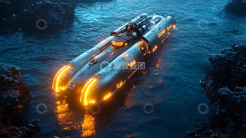 高清大图下载【趣麦麦图】未来感水上飞车