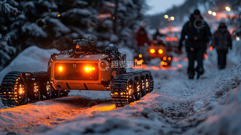 高清大图下载【趣麦麦图】雪地履带机器人