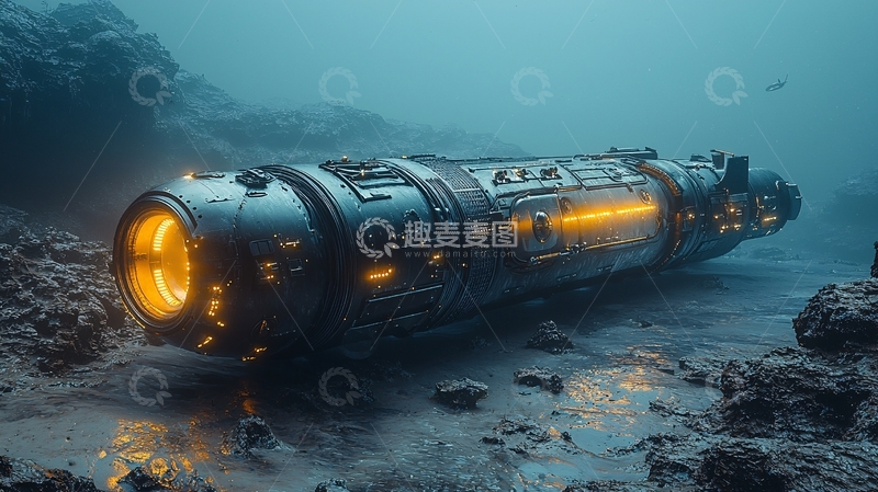 高清大图下载【趣麦麦图】海底沉睡的未来科技装置