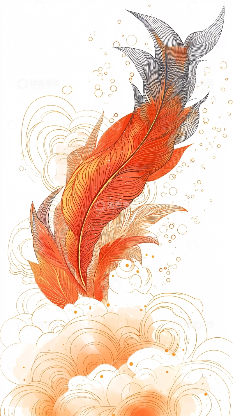 高清大图下载【趣麦麦图】橙色羽毛