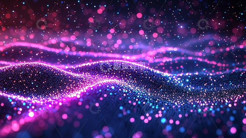 高清大图下载【趣麦麦图】粉色蓝色粒子波浪